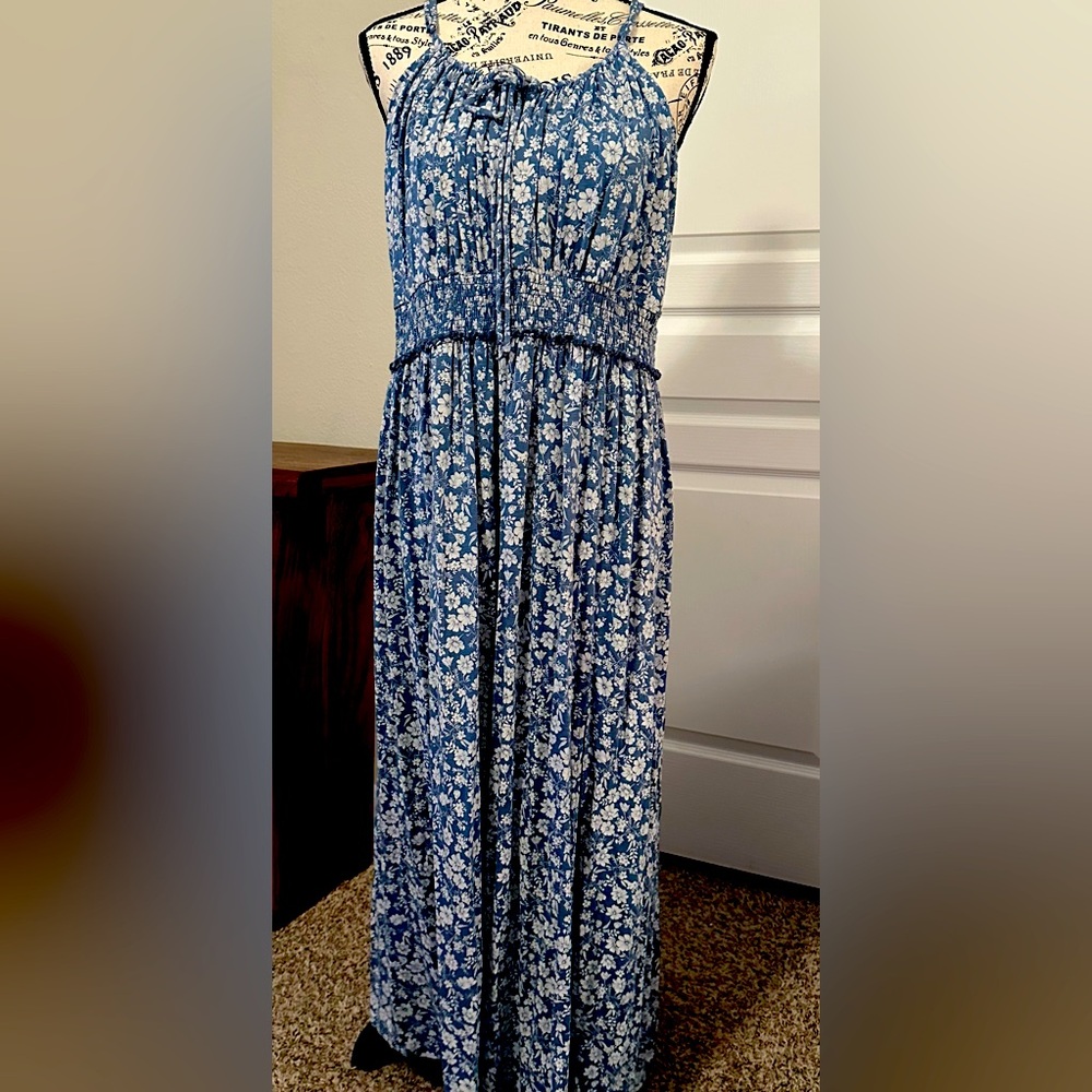 Floral Blue and White Maxi Dress